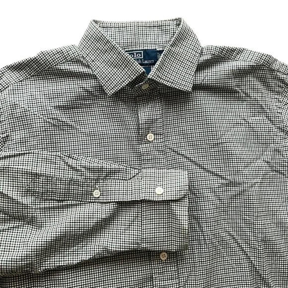 Polo Ralph Lauren REGENT Classic Fit Shirt L/S Mini Check Green Brown Sz L